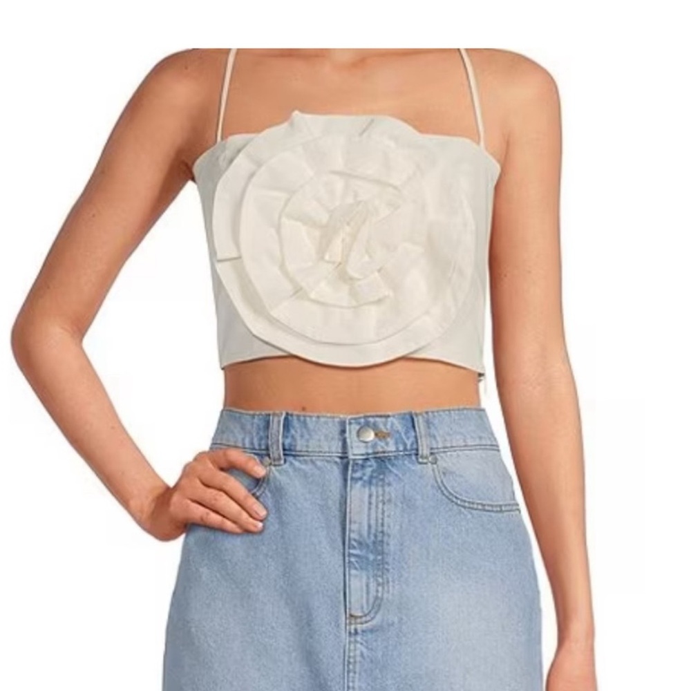 White Floral Appliqué Women's Top